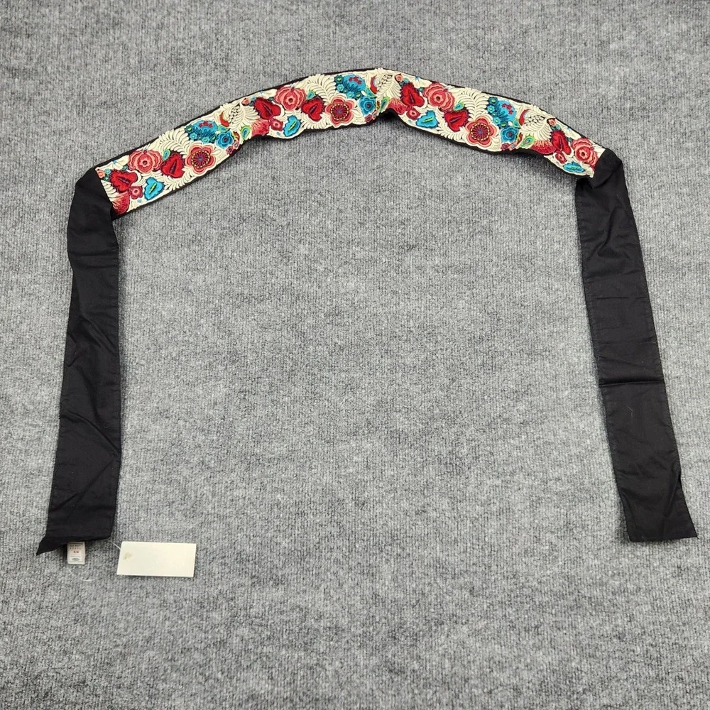 Old Navy Black Floral Embroidered Sash Tie Belt Boho Folk S/M NWT